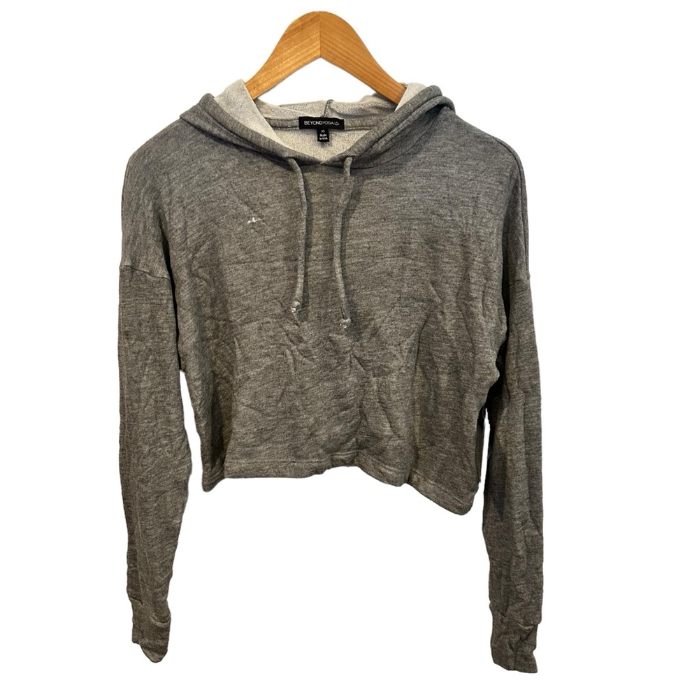 Beyond Yoga‎ Wonders Never Fleece  Cropped Hoodie XS GREY SWEATSHIRT NWT!